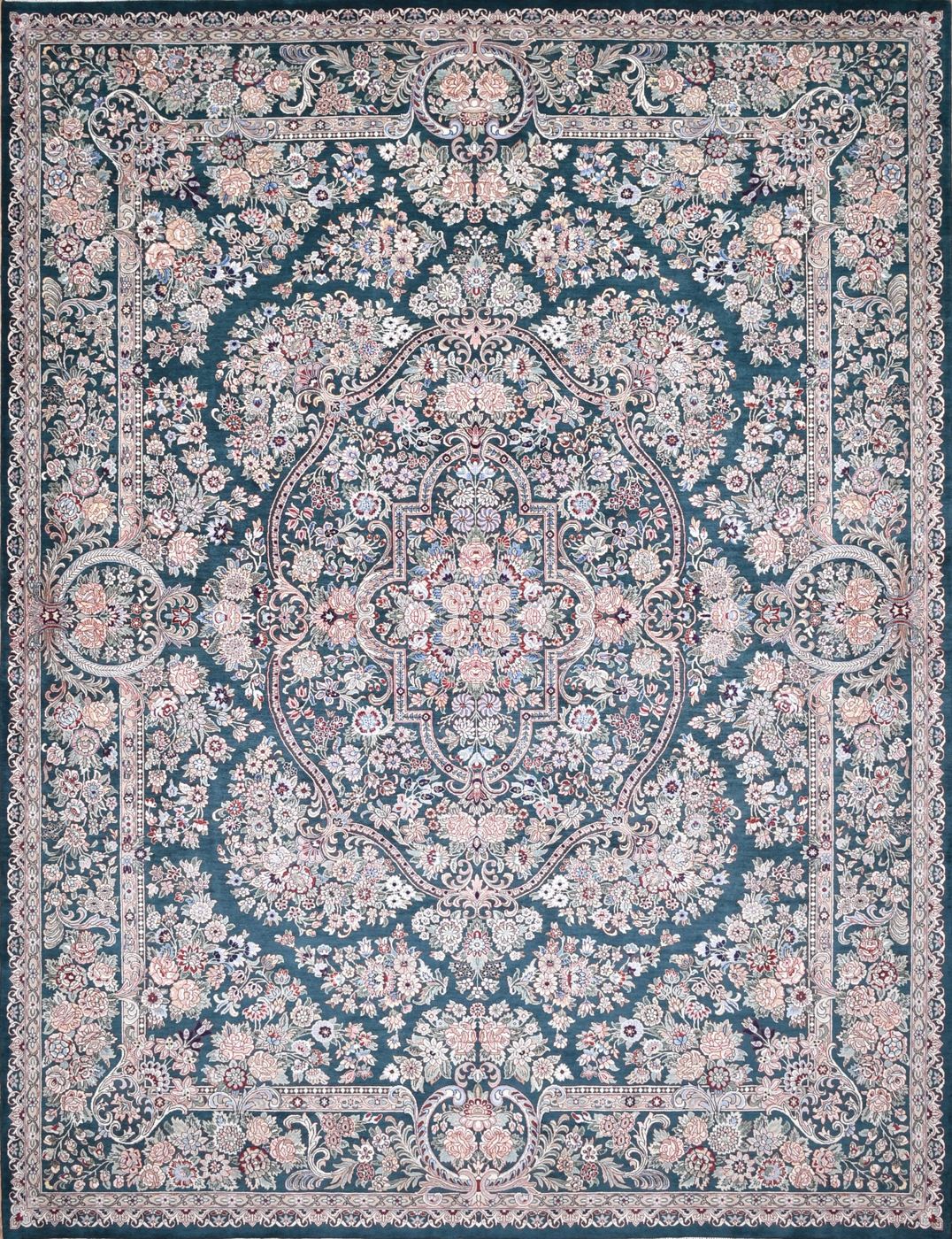 Aubusson Kushboo D. Green, 9′3″ × 12′2″