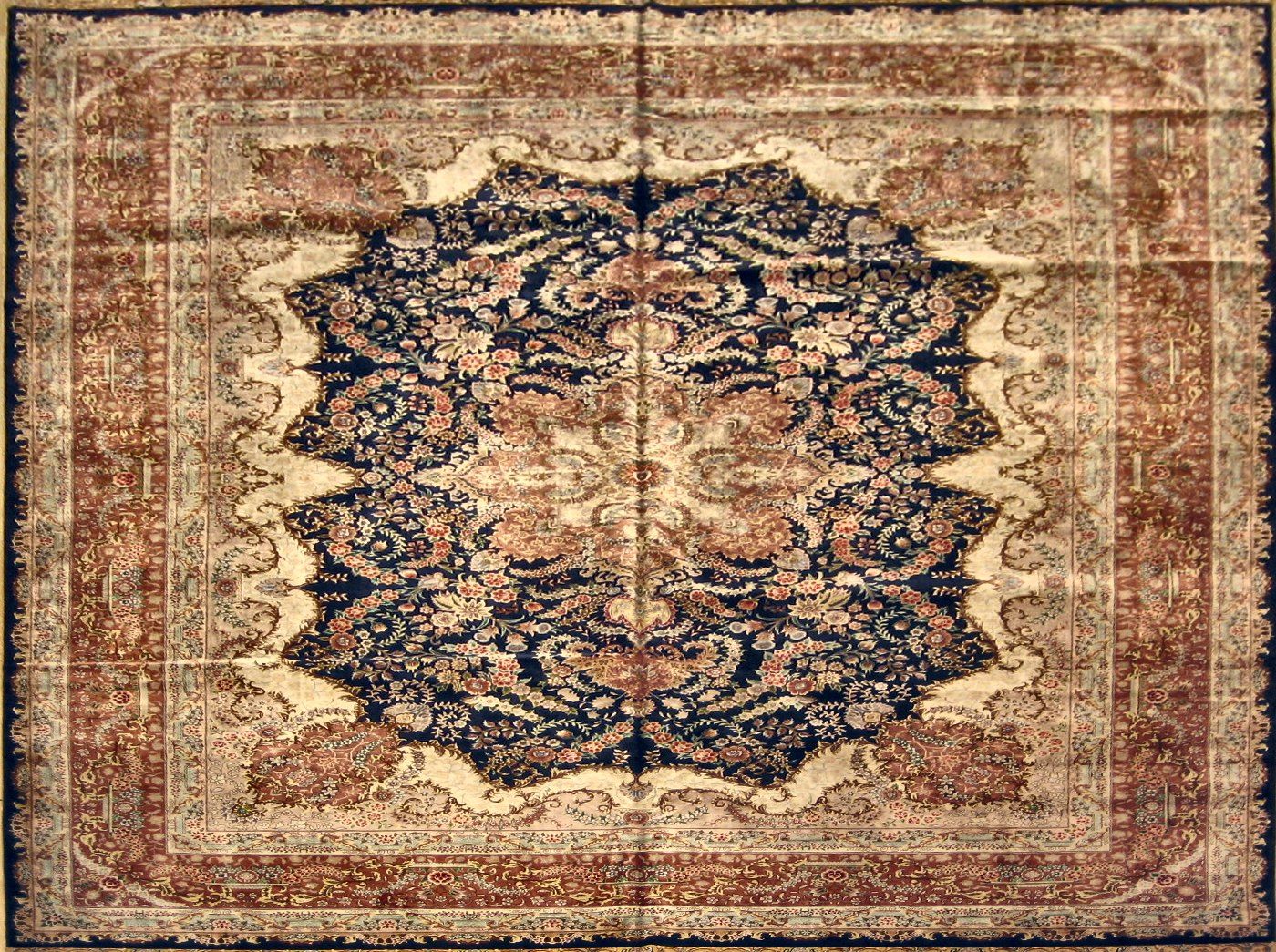 Tabriz Navy / Rose, 8′7″ × 11′6″