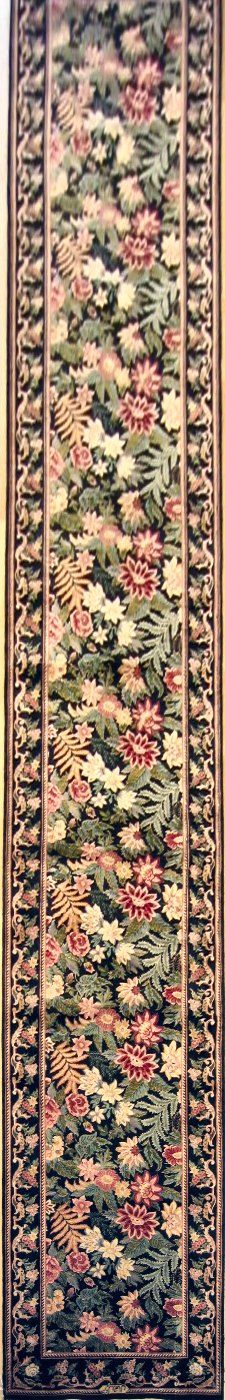 Floral Black / Black, 2′7″ × 16′1″