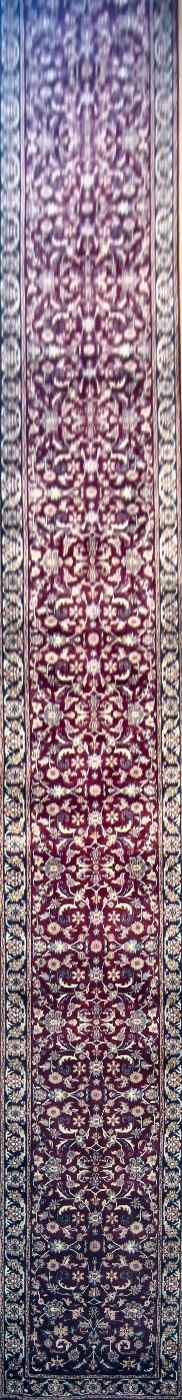 Kashan Burgundy / Navy, 2′7″ × 19′11″