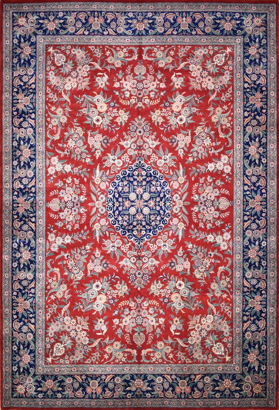 Qum Red & Navy, 9′8″ × 14′7″