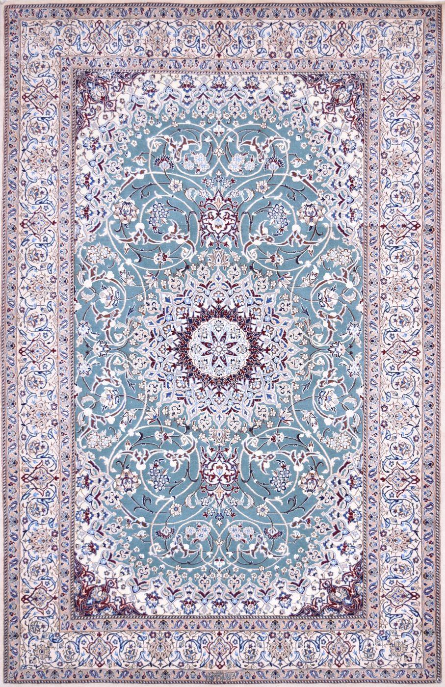 Persian Nain Green, 4′4″ × 6′8″