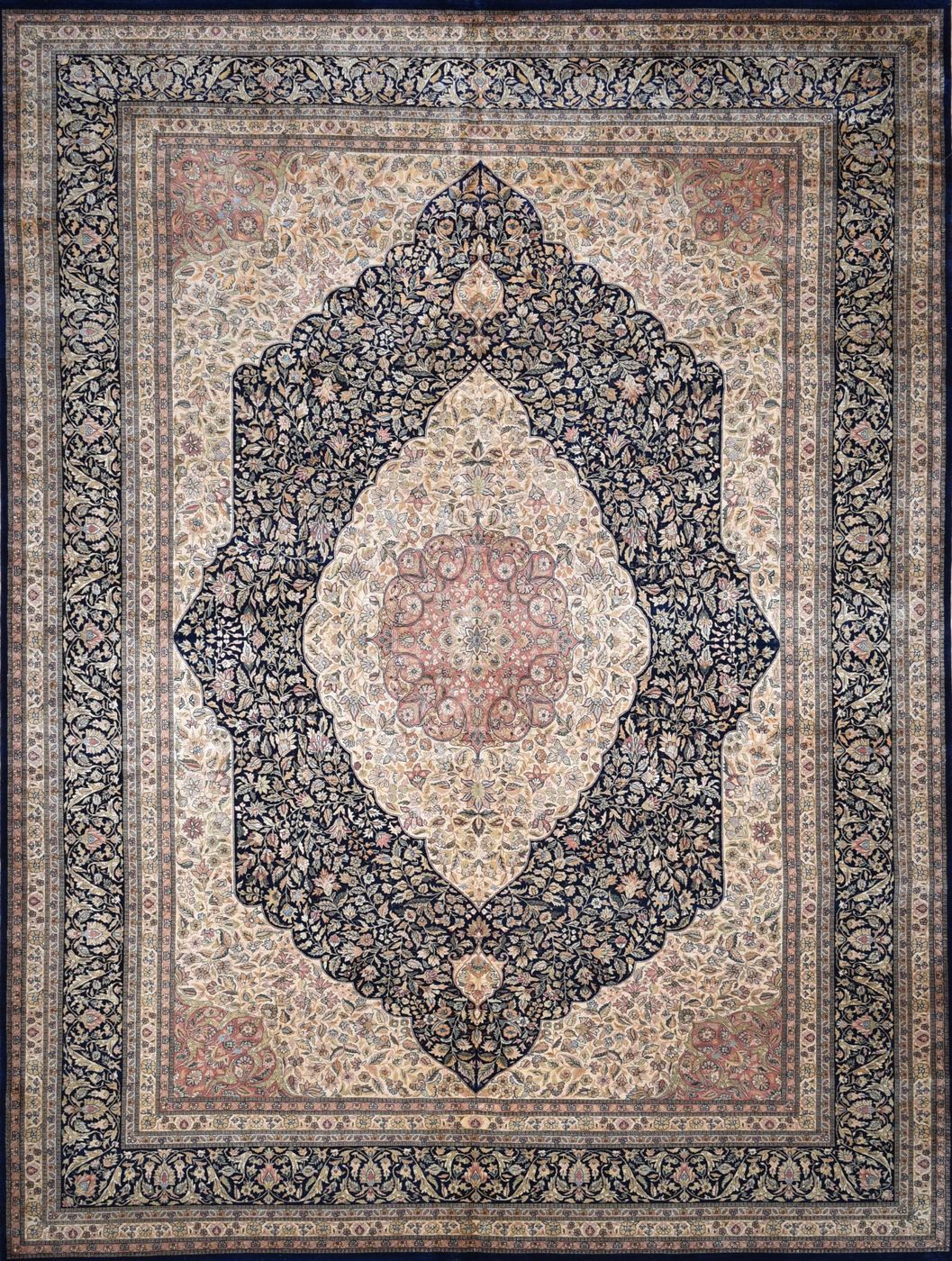 Kashan A-192 Navy & Beige, 9′10″ × 13′4″, from the Shalimar collection
