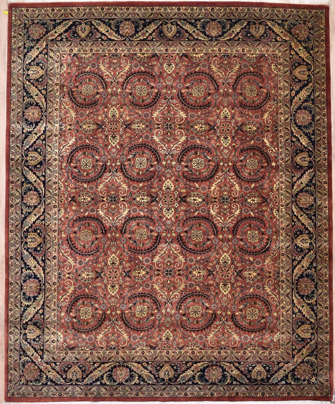 Rajput RJ007A Brick/Navy, 8′0″ × 9′9″