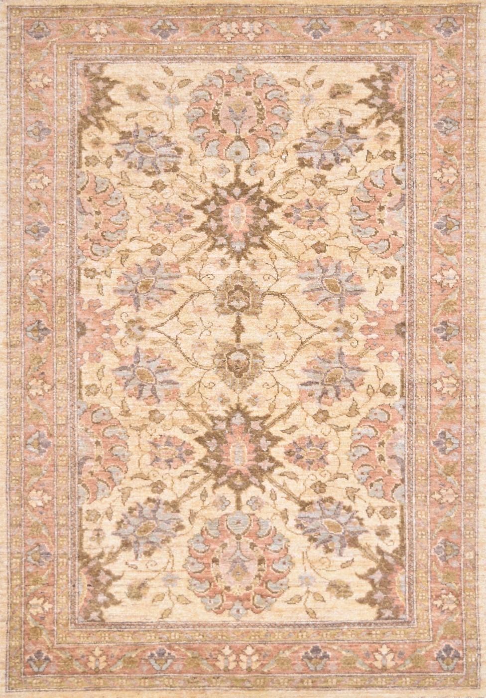 Chobi Sultanabad Beige/Rust, 3′10″ × 5′6″