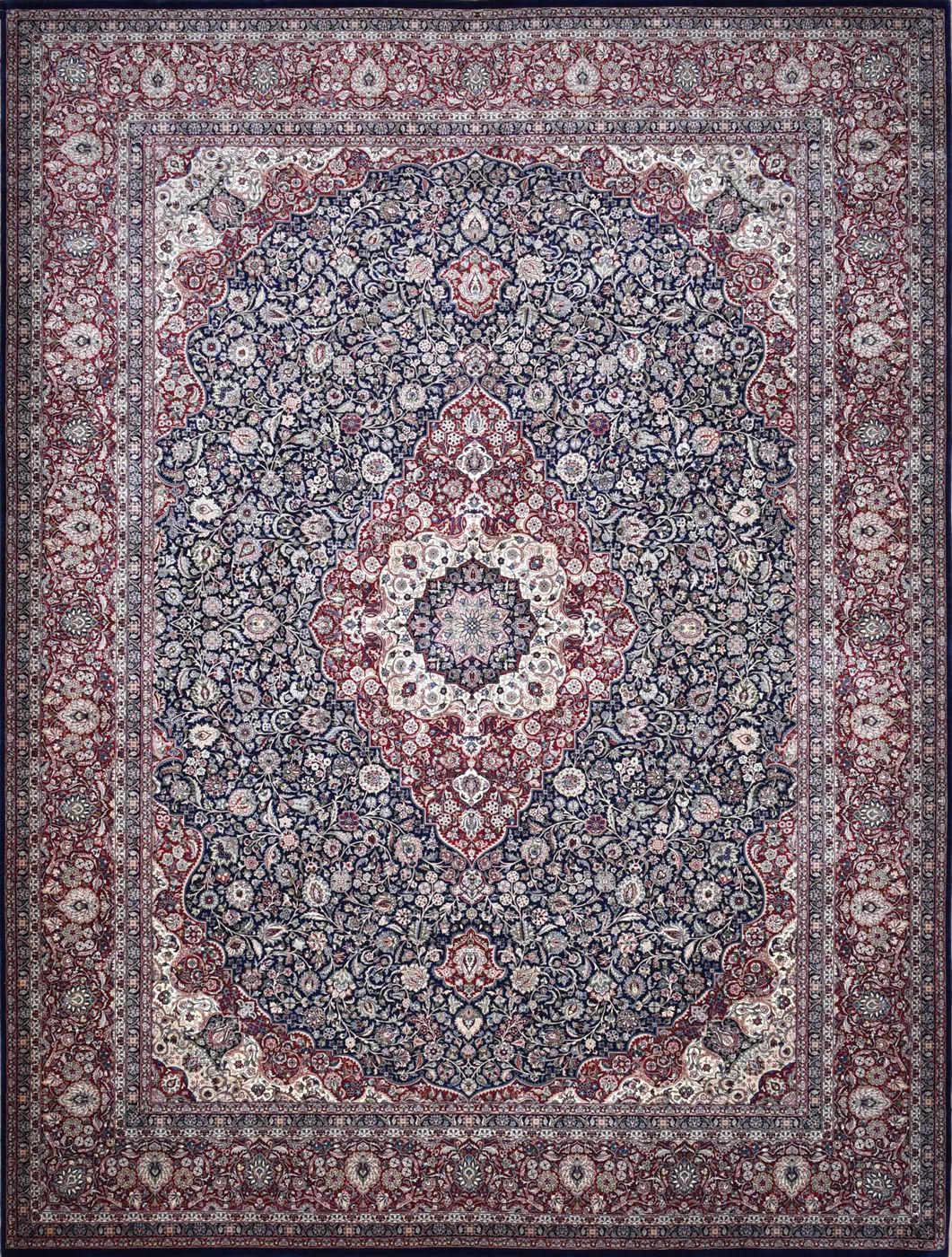Noor Kashan467 Navy & Red, 9′0″ × 12′0″