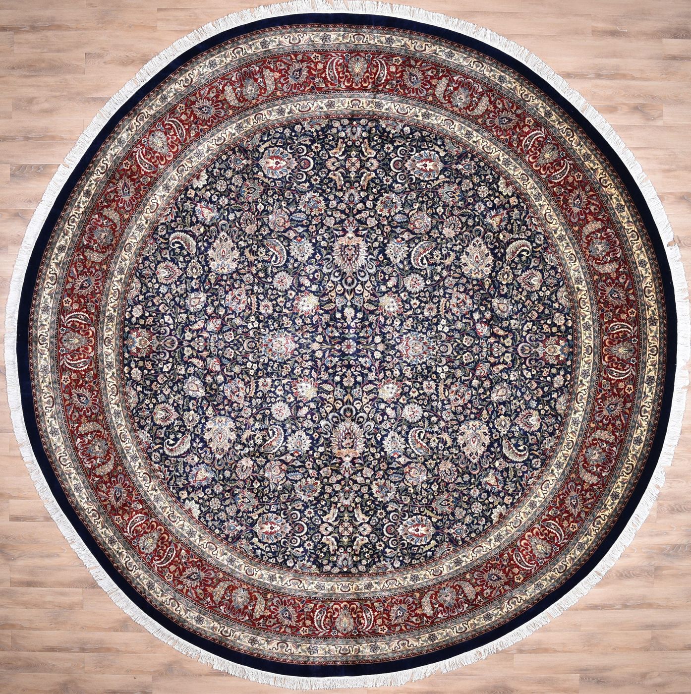 Kashan Badakhsha Navy/Red 12 x 12, 12′0″ × 12′0″