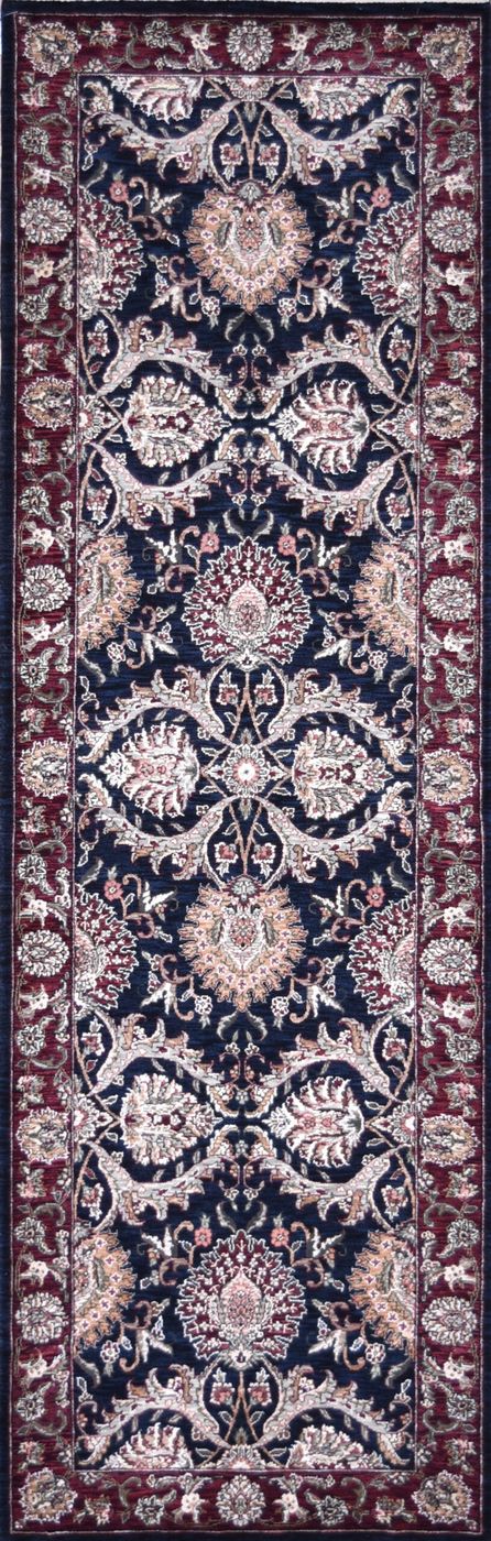 160 Lines Tabriz Black/Burgundy, 2′6″ × 8′0″