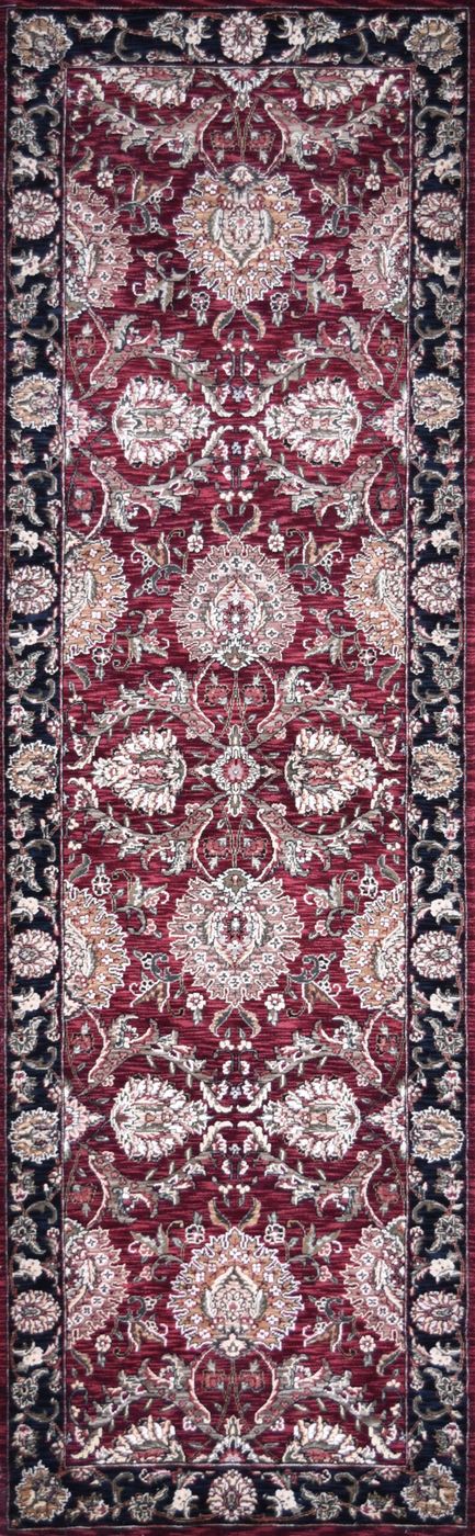 160 Lines Tabriz Burgundy/Black, 2′6″ × 8′0″