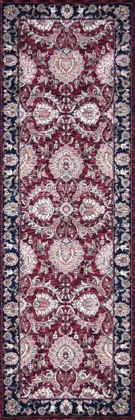 160 Lines Tabriz Burgundy/Black, 2′6″ × 8′0″