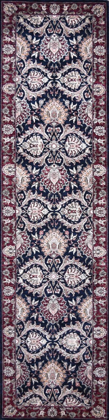 160 Lines Tabriz Black/Burgundy, 2′6″ × 10′0″