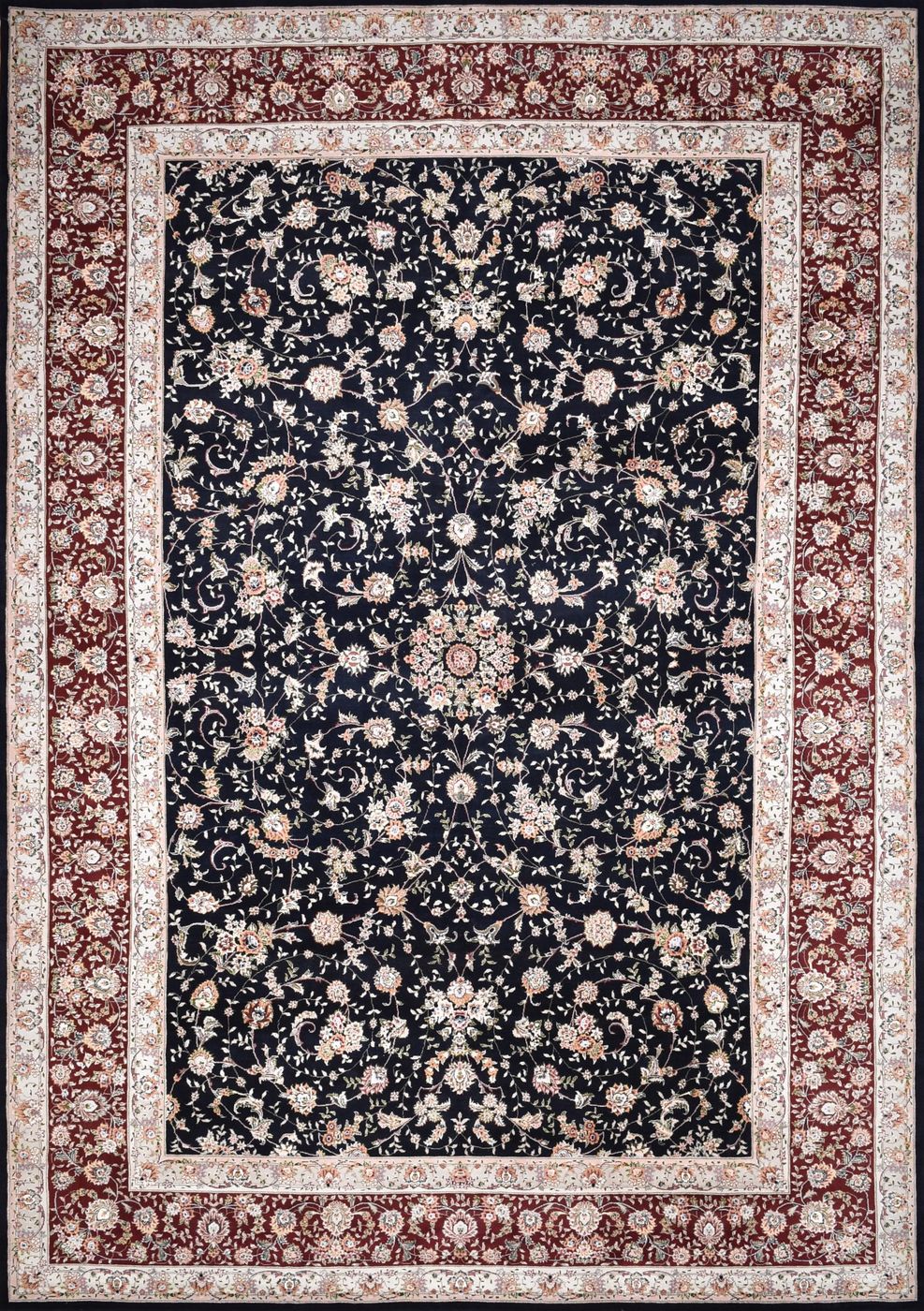 Tabriz Navy & Burgundy W & S, 9′10″ × 14′0″