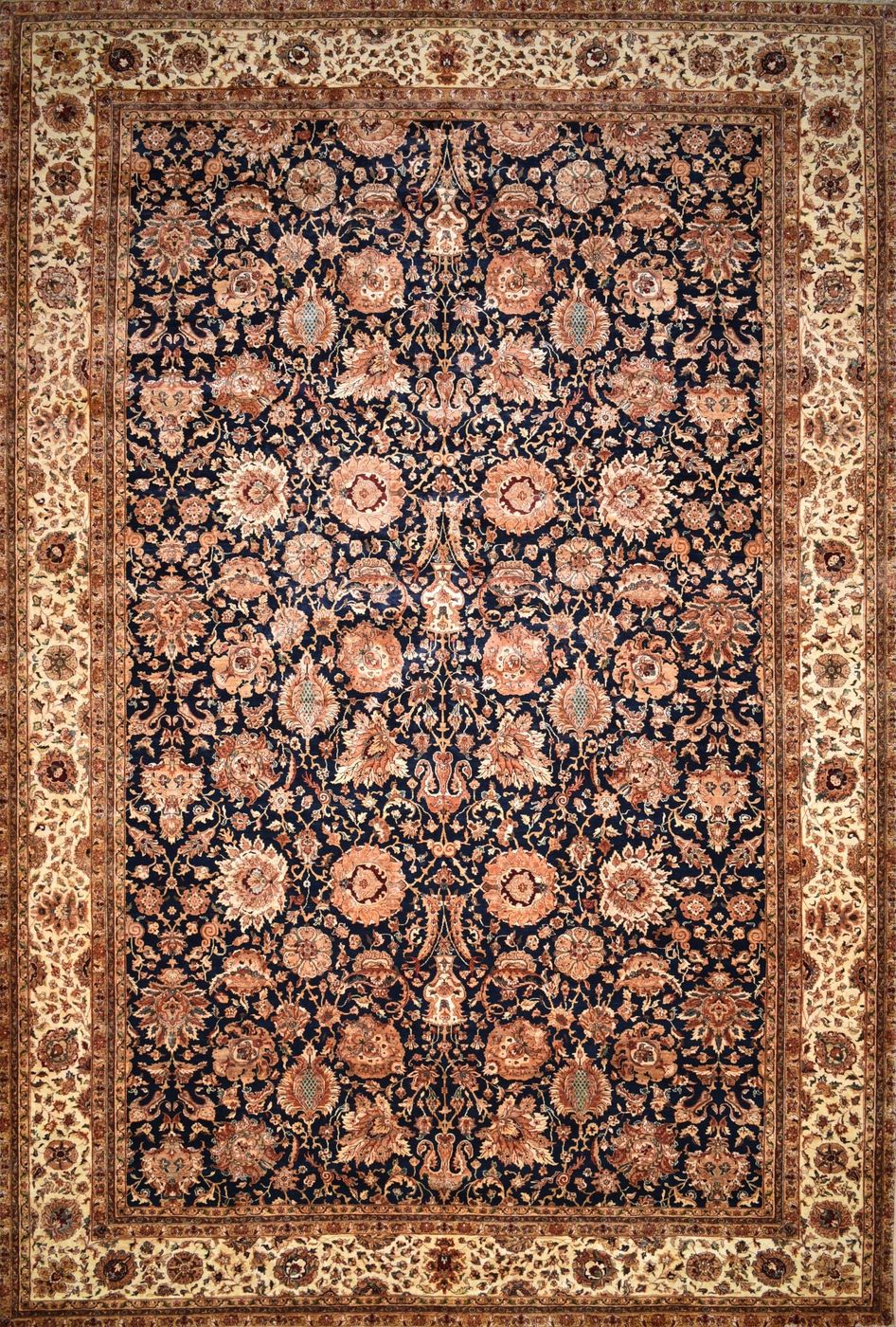 Mughal Agra Blue & Cream, 12′3″ × 18′4″