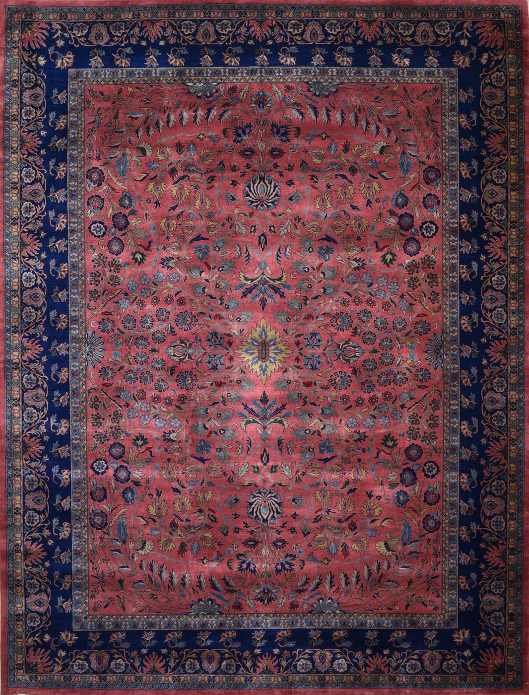 Sarouk Ferahan Rose & Navy, 10′2″ × 13′4″
