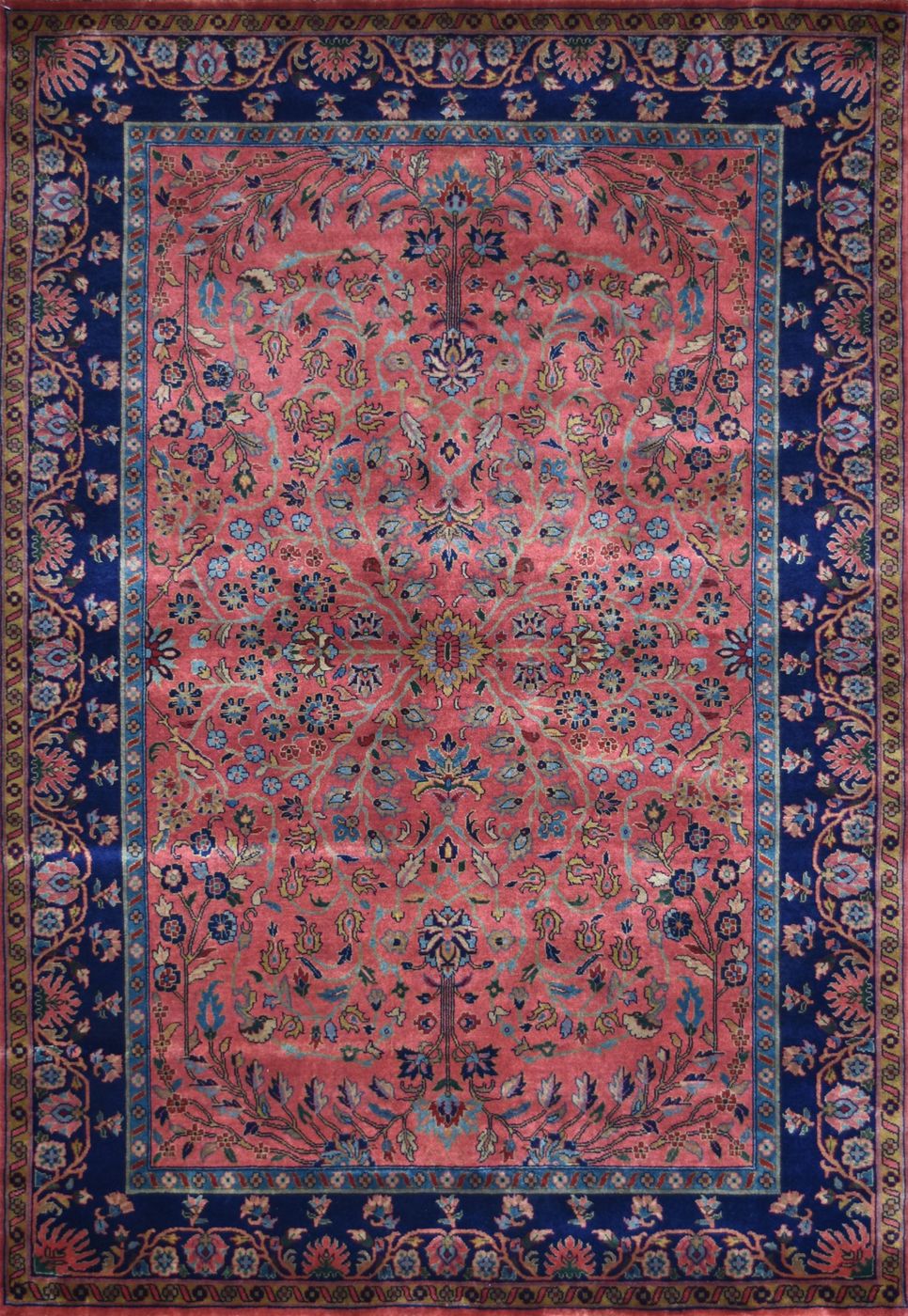 Ferahan Sarouk Rose & Navy, 4′6″ × 6′8″