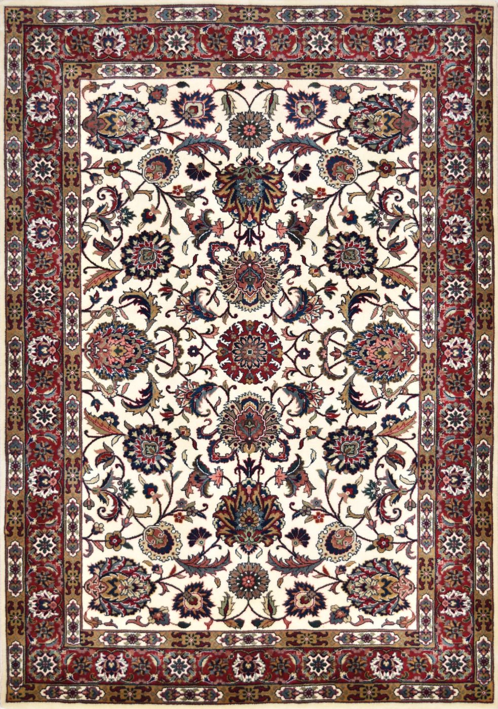 Mehran Tabriz Ivory/Red, 4′1″ × 5′10″