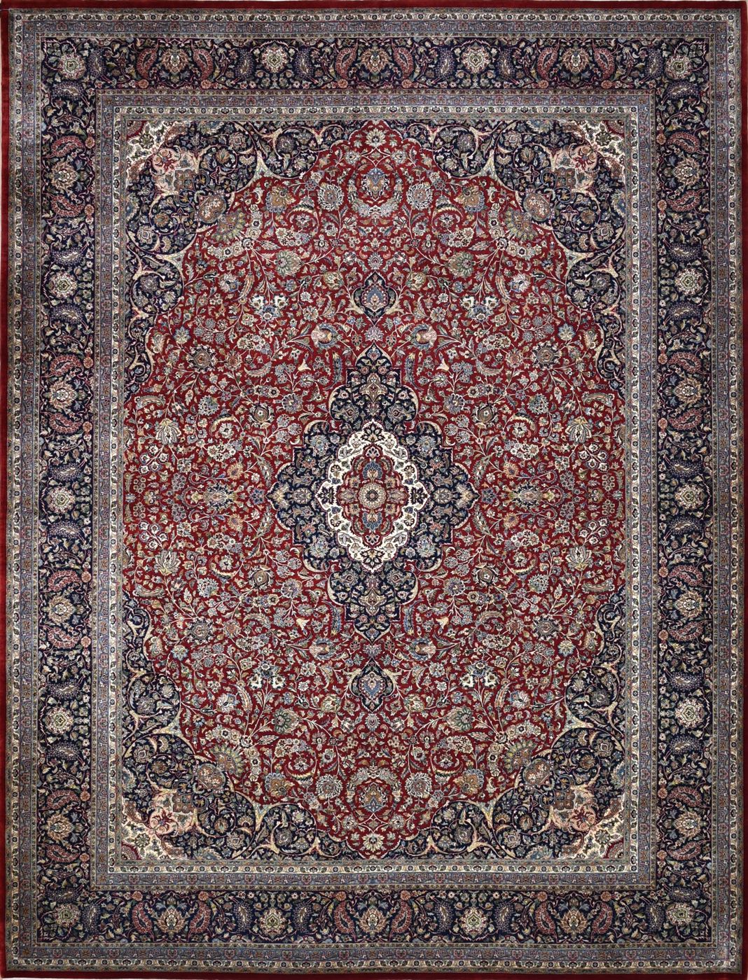 Noor Kashan Tauseeb Red, 9′2″ × 12′1″