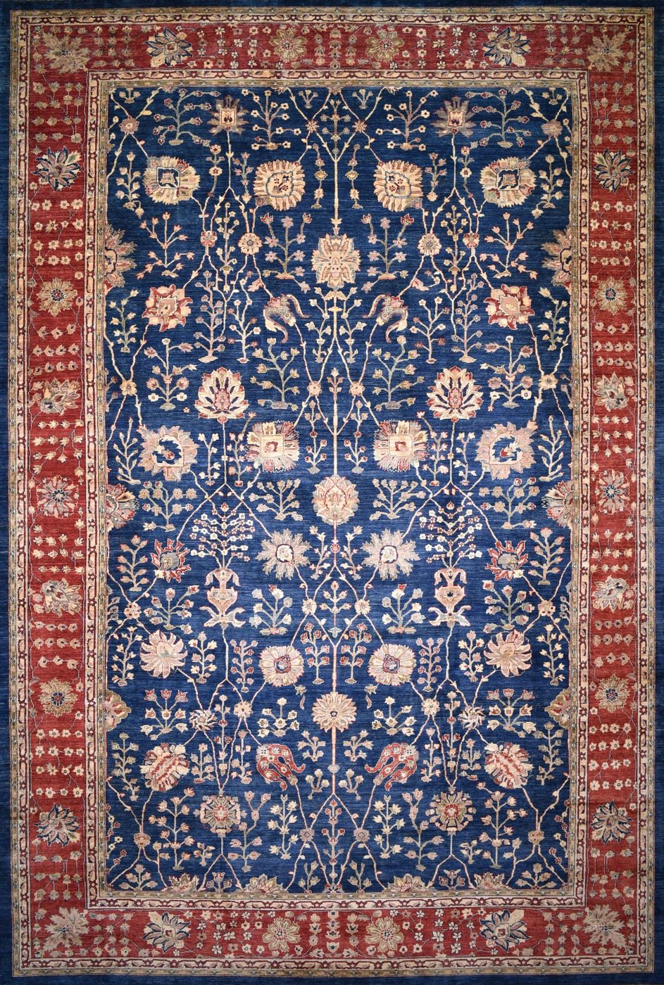 Sultanabad SRD Navy & Brick, 11′11″ × 18′1″