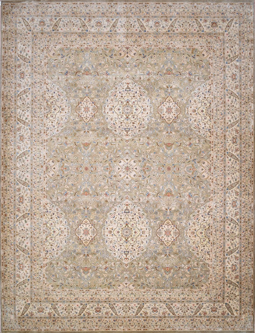 Tabriz Qasid Olive, 9′1″ × 12′1″, from the Shalimar collection