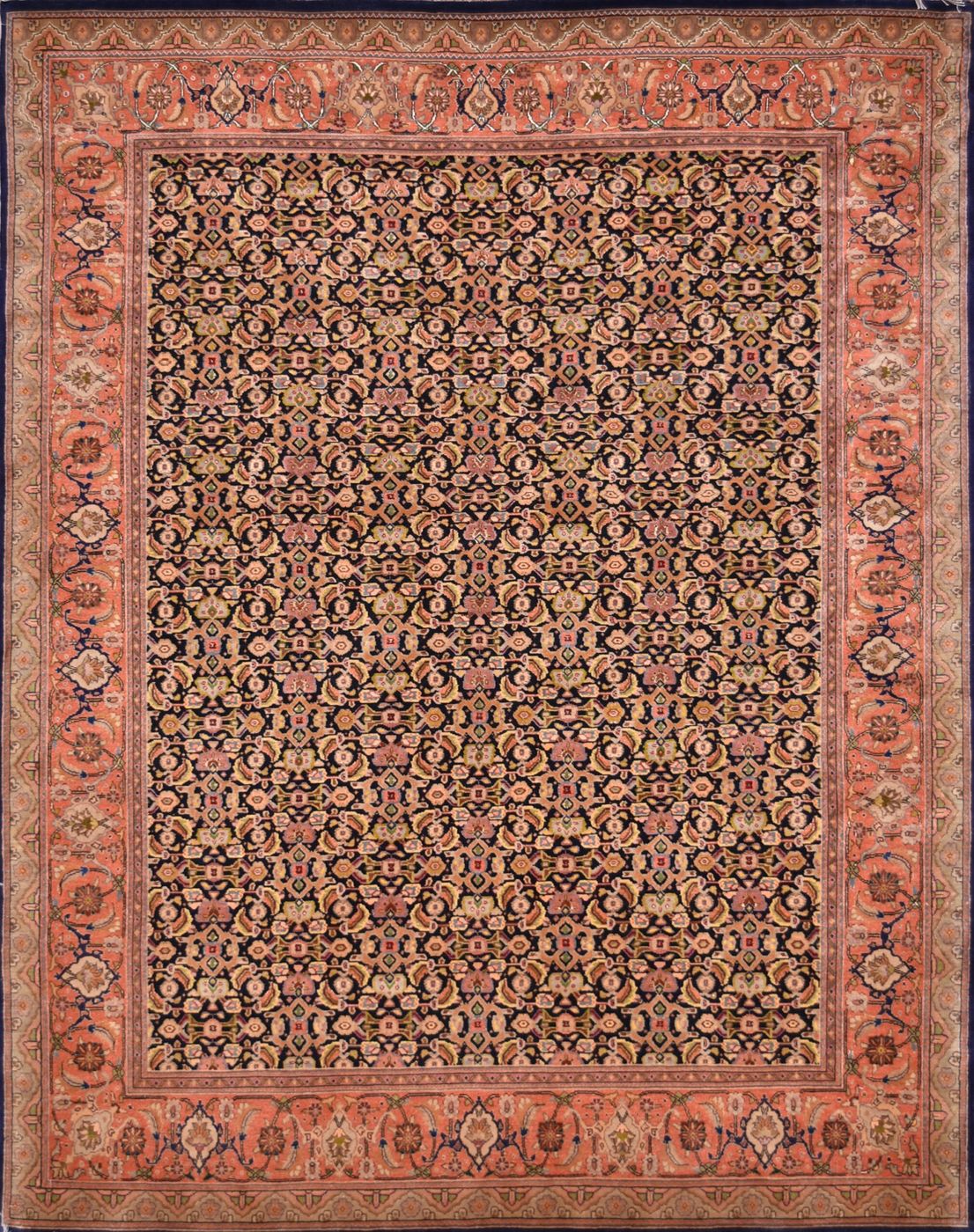 Persian Tabriz Navy/Rust, 5′0″ × 6′6″