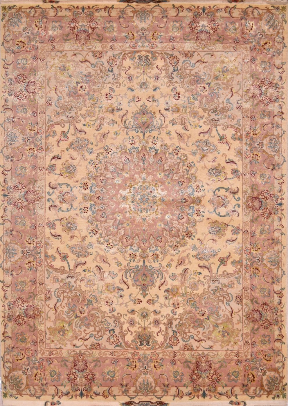 Persian Tabriz Cream, 4′10″ × 6′11″