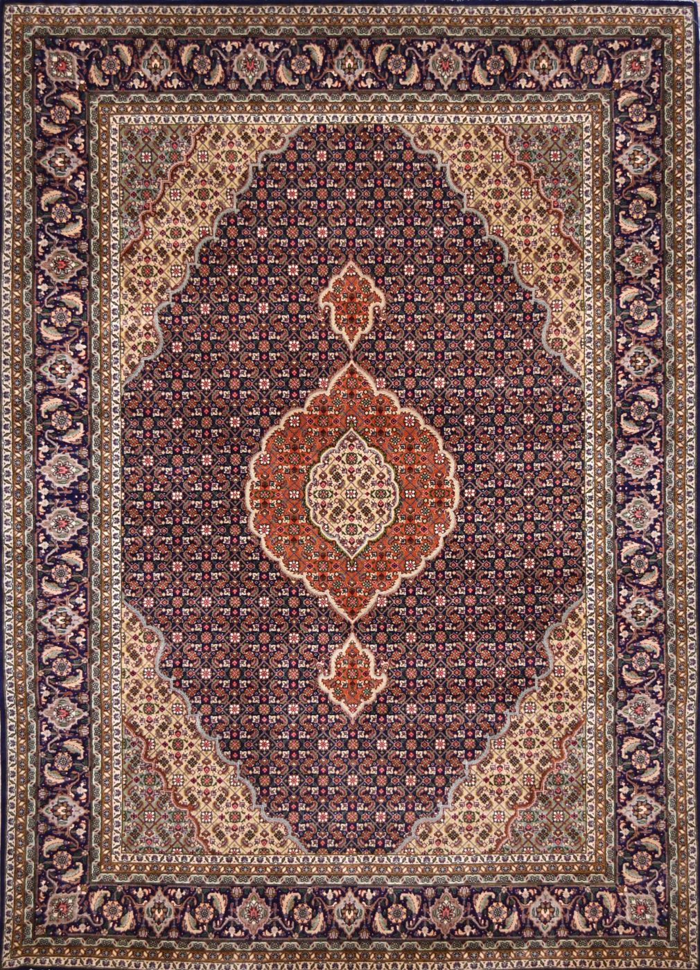 Persian Tabriz Mahi Blue, 4′9″ × 6′8″