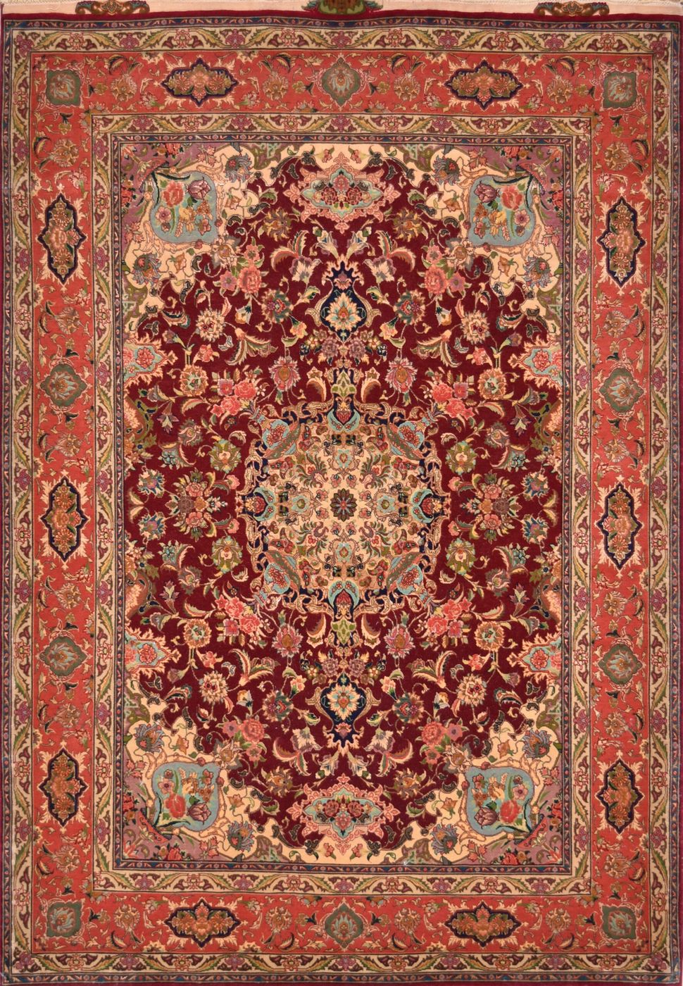 Persian Tabriz Floral Red, 4′10″ × 7′2″