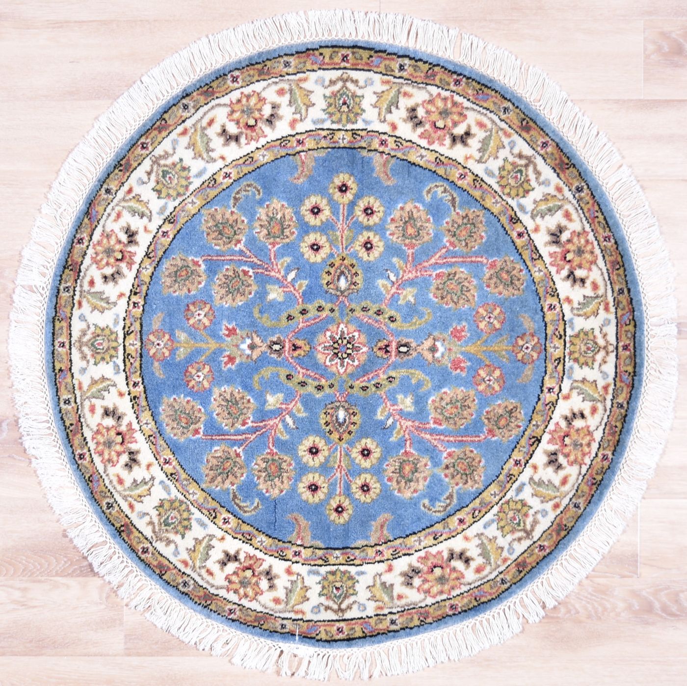 Sarouk AMT101F M.Blue & Ivory, 3′0″ × 3′0″