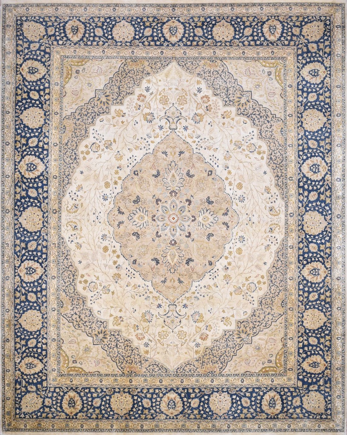Tabriz Bhurban Cream & Blue, 8′0″ × 10′1″, from the Shalimar collection