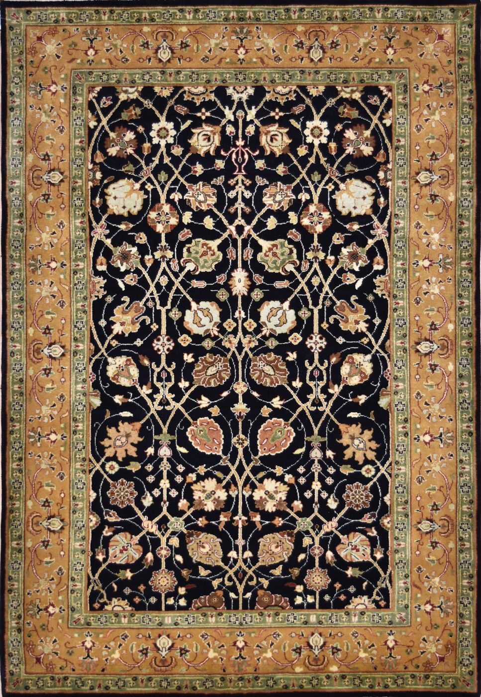 Ferahan Tabriz Black/Gold, 4′1″ × 6′0″