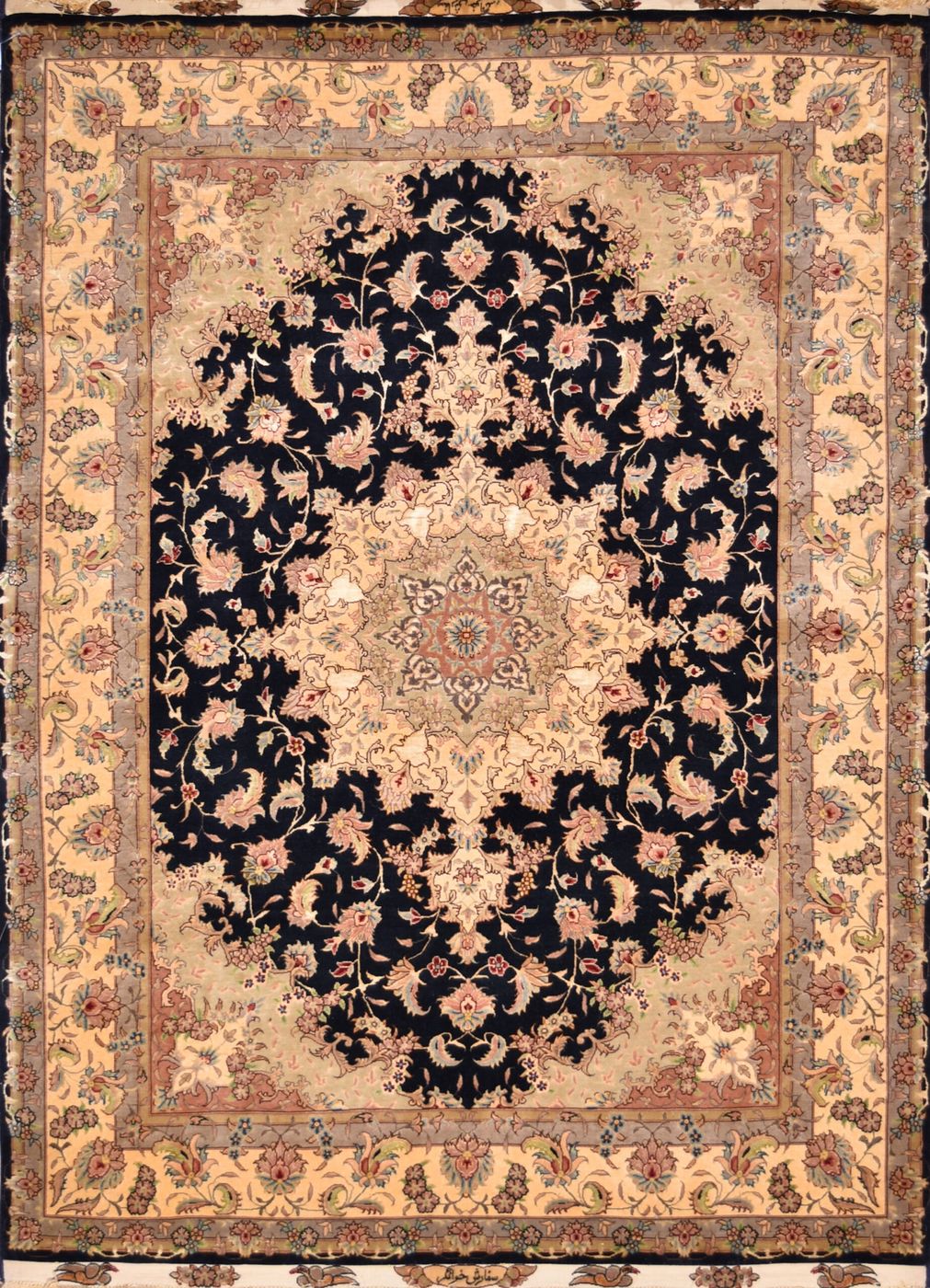 Persian Tabriz Black, 4′10″ × 6′8″