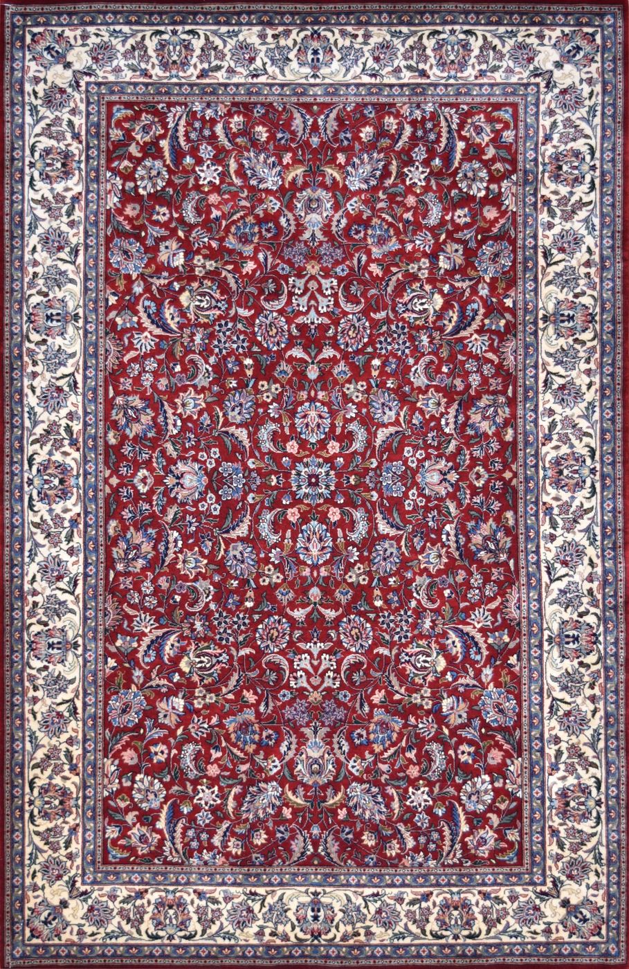 Kashan Alloudin Red & Ivory, 4′6″ × 7′0″, from the Shalimar collection