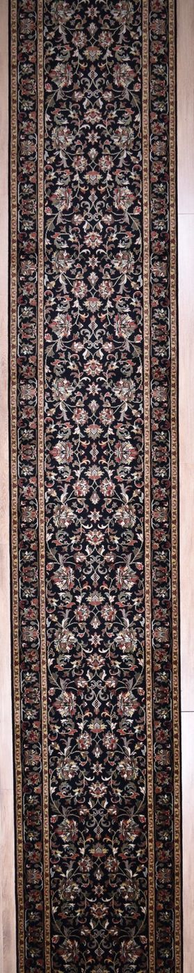 Mirzapur Kashan 2003 Black/Black, 2′8″ × 20′3″