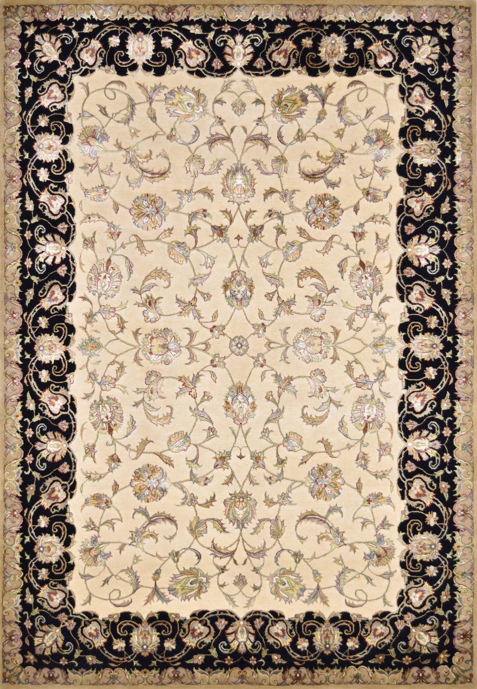 Tabrizi Tabriz Beige/Black, 5′1″ × 7′3″