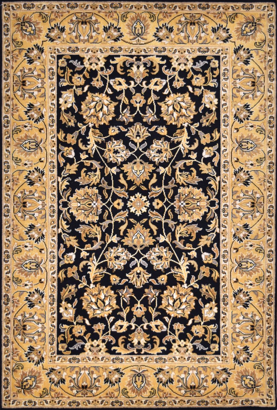Mirzapur Kashan Black/Gold, 4′0″ × 6′0″