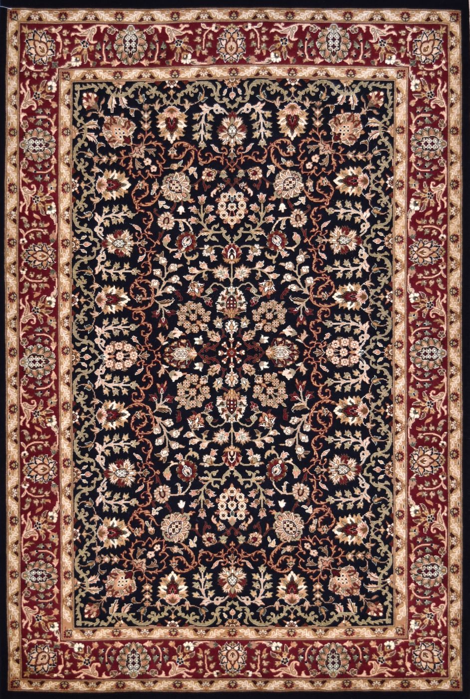 Shalimar Kashan Black/Burgundy, 4′1″ × 6′1″