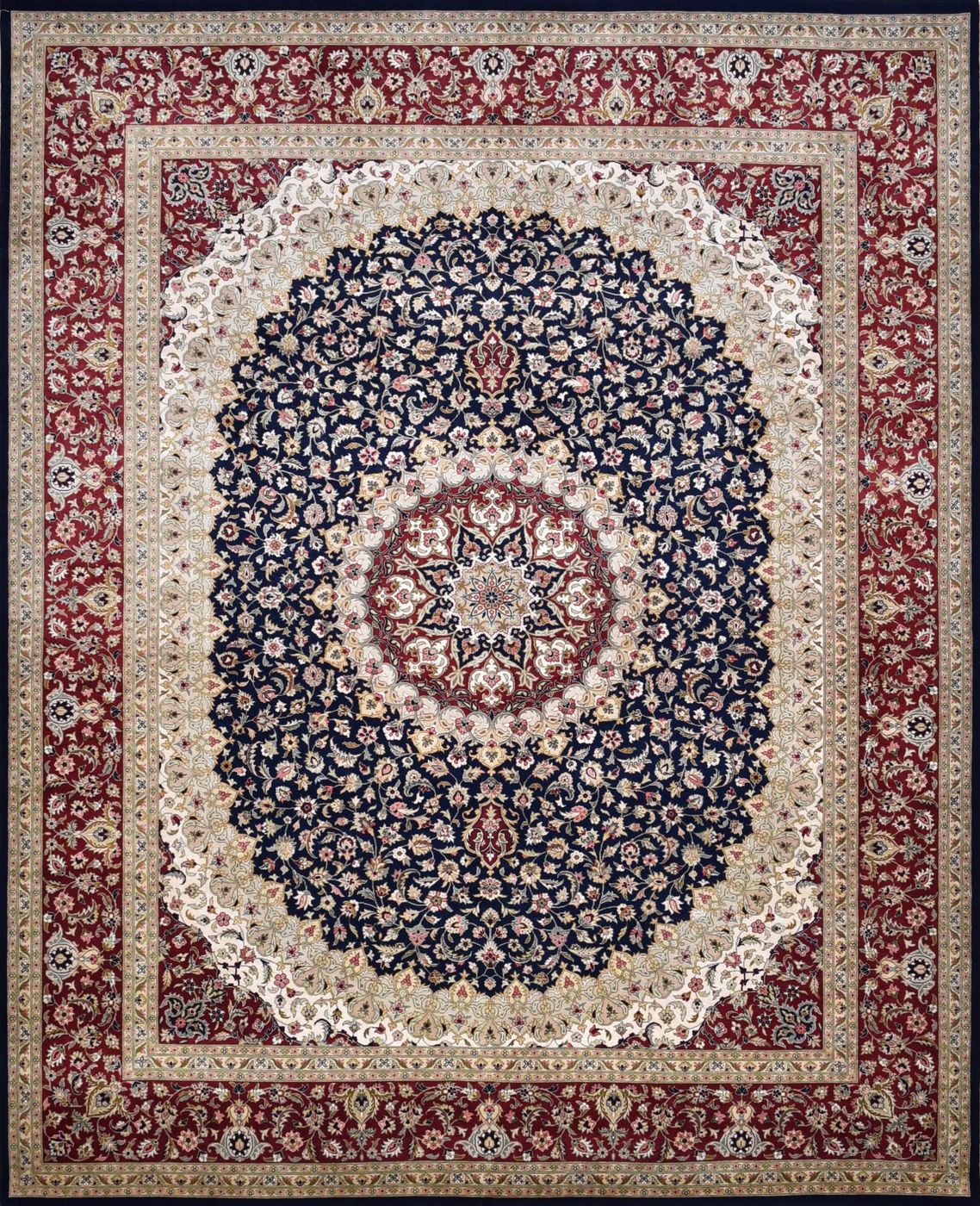 Tabriz Meermukhtar Navy & Burgundy, 8′1″ × 10′0″, from the Shalimar collection