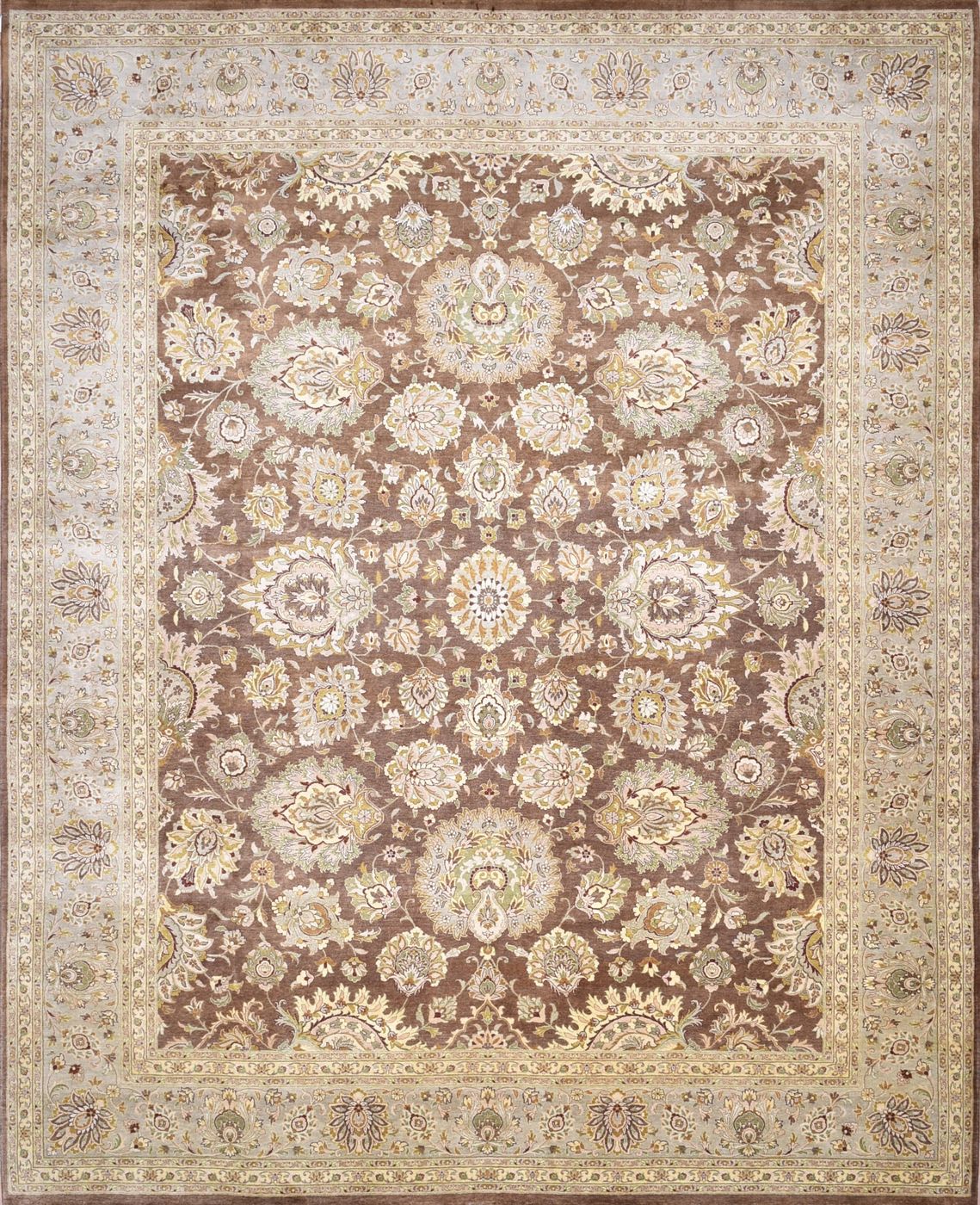 Tabriz FT5 Brown & Green, 8′0″ × 9′11″, from the Shalimar collection