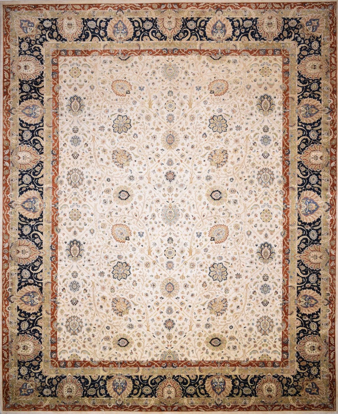 Tabriz Dastan Cream & Black, 12′0″ × 14′11″