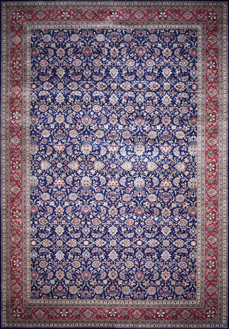 Kashan Navy / Red, 9′10″ × 13′10″