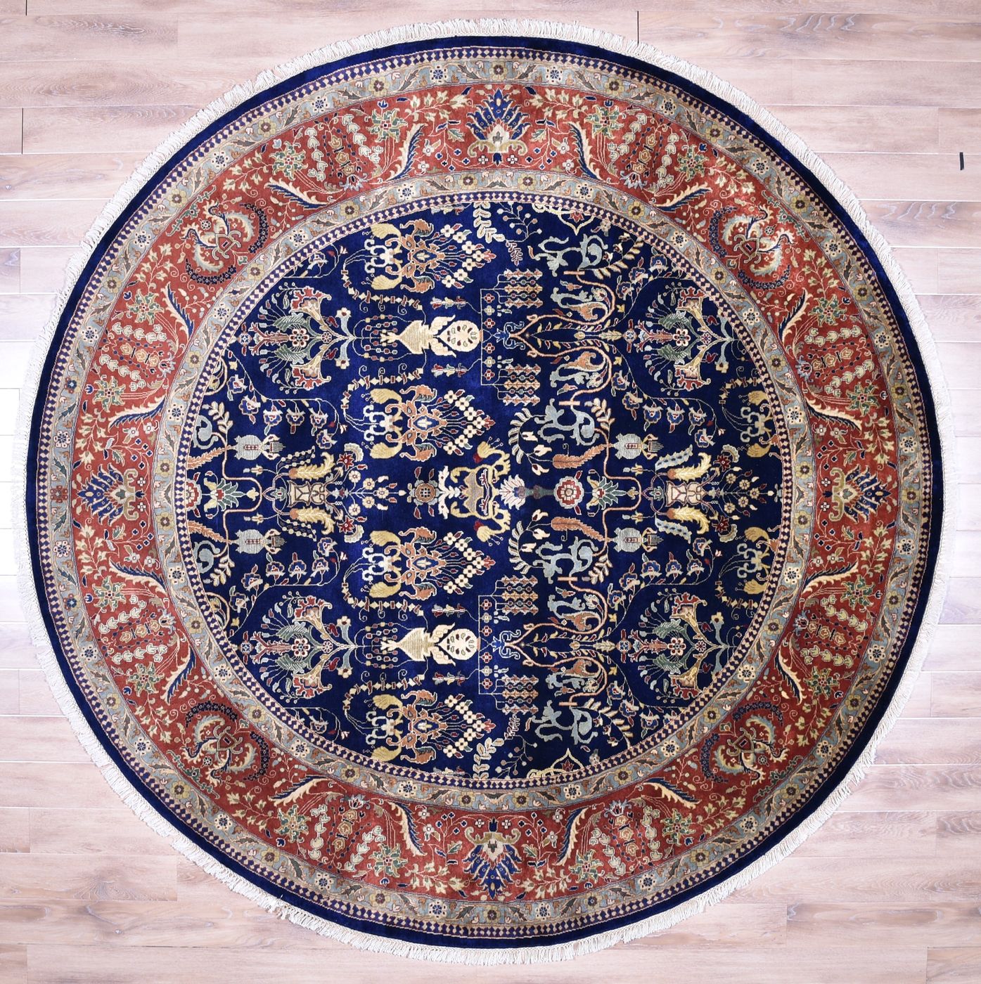 Sarouk FRN201B Navy & Rust, 8′0″ × 8′0″