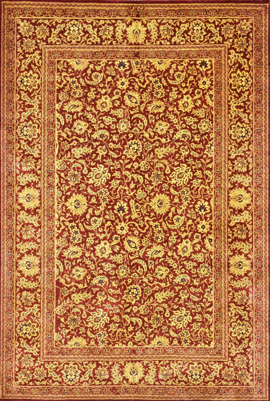 Persian Qum Khaleji Red, 3′3″ × 4′9″