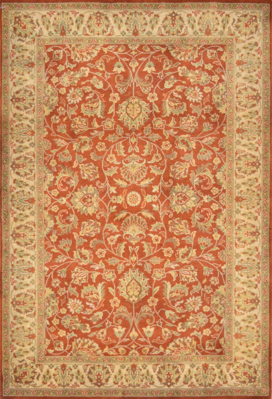 Mirzapur Kashan Rust/Beige, 4′0″ × 5′10″