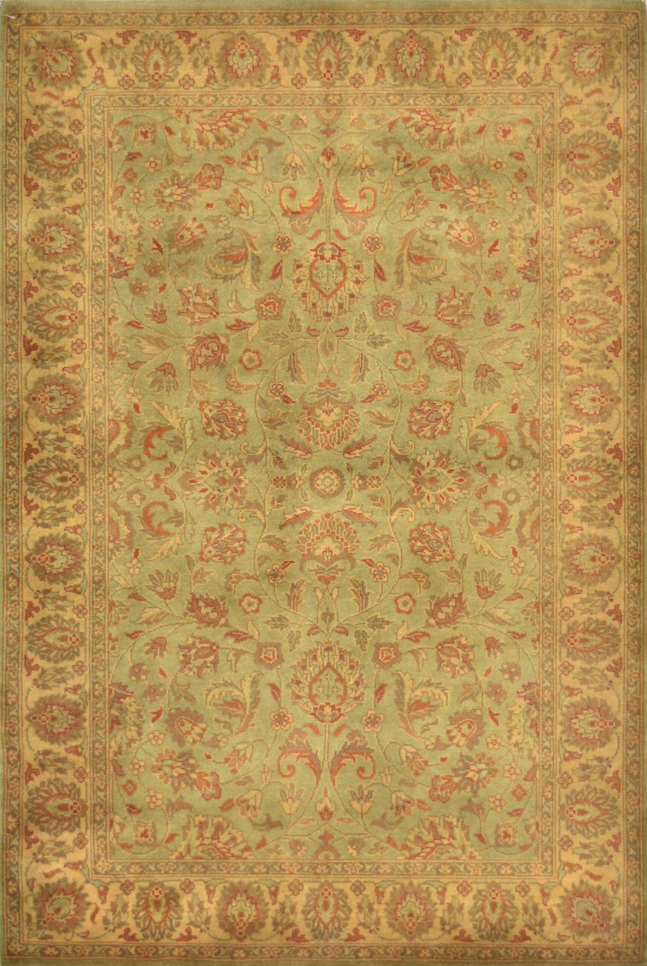 Mirzapur Kashan Green/Gold, 4′1″ × 6′0″