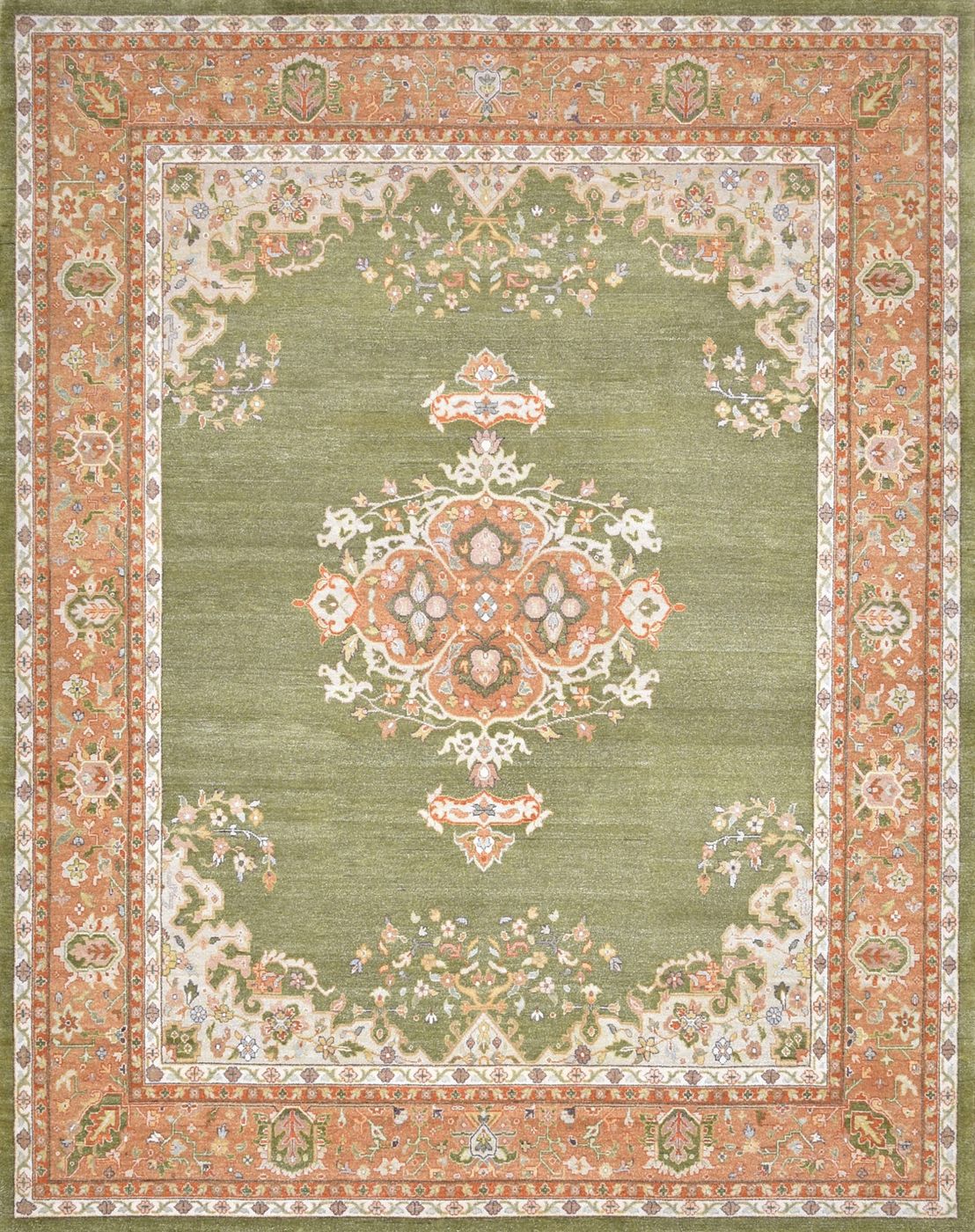 Oushak Green / Camel, 5′5″ × 7′10″