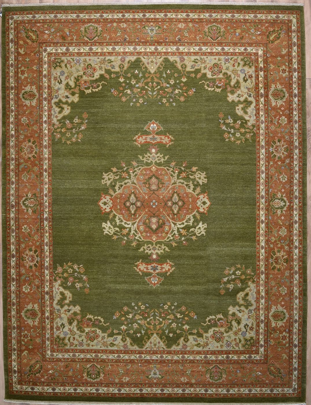 Amritsar AMT102A Green/Camel, 9′0″ × 11′10″
