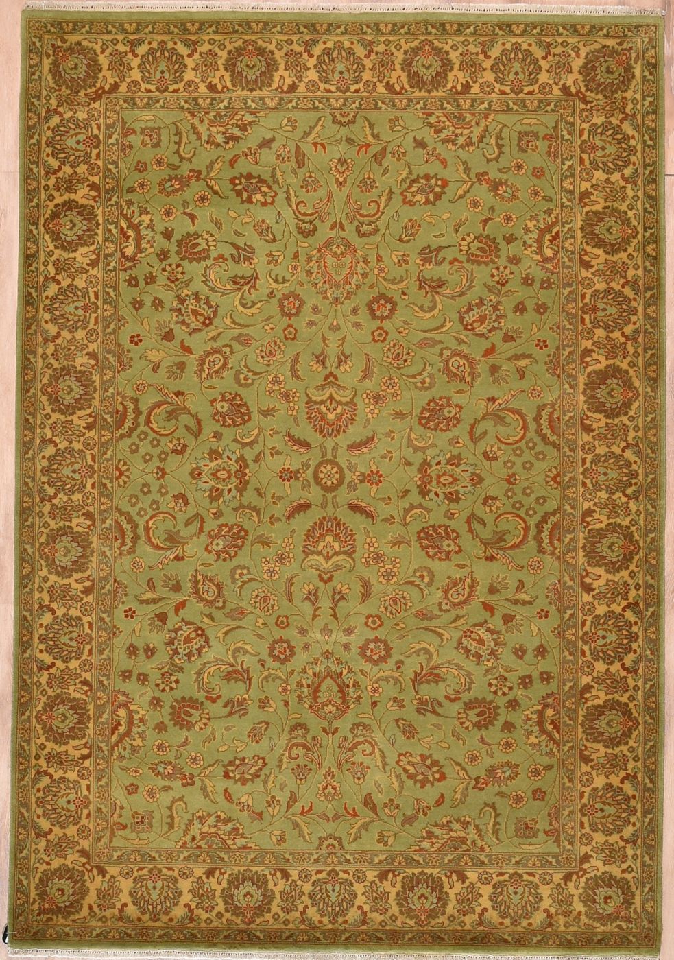 Mirzapur Kashan MZP2006 L.Green/Cream, 5′11″ × 8′8″