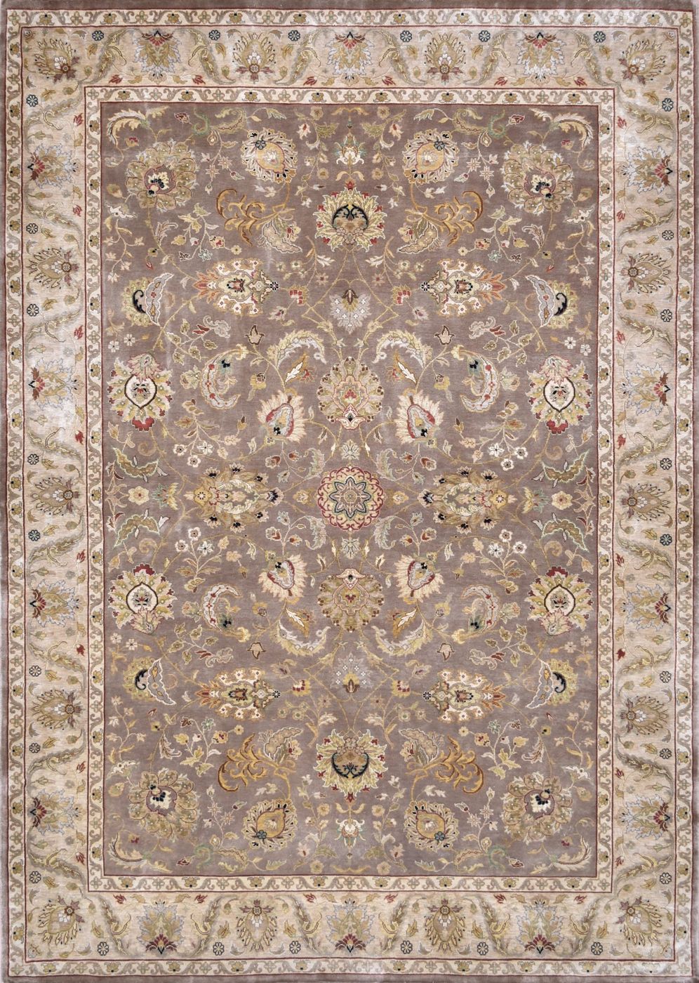 Tabriz ALS1 M.Brown & Bge 100% Silk, 5′6″ × 7′10″
