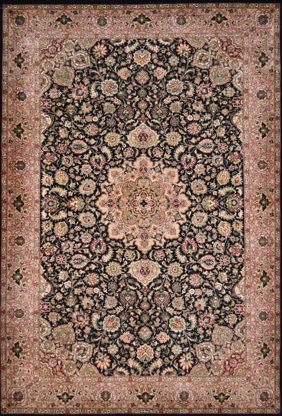 Noor Tabriz Rahat Black/Gold, 4′1″ × 6′0″