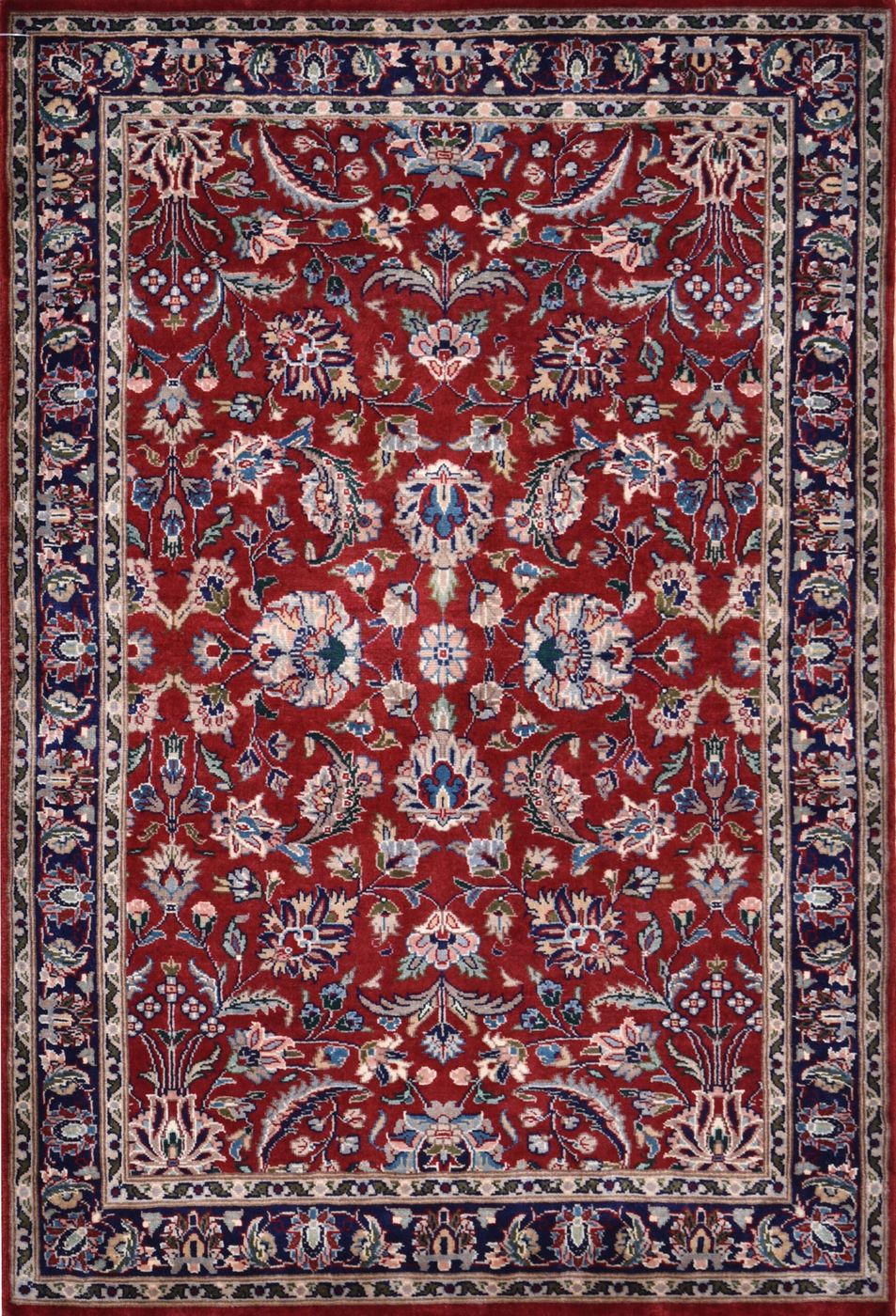 Shalimar Kashan Majeed Red/Navy, 2′7″ × 3′9″